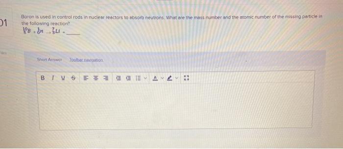 Solved 21 Boron Is Used In Control Rods In Nuclear Reactors | Chegg.com