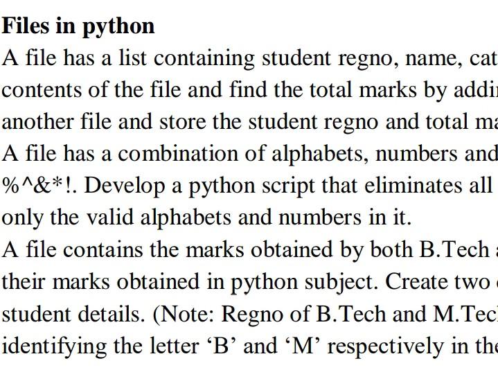 Solved а Files in python A file has a list containing | Chegg.com