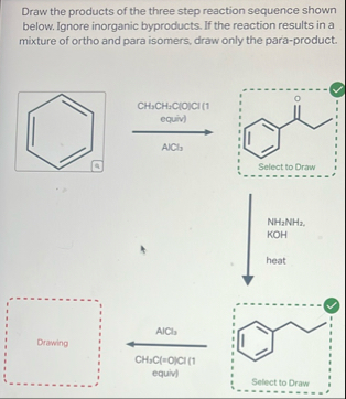 Solved Draw the products of the three step reaction sequence | Chegg.com