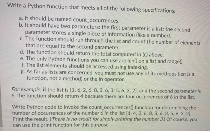 Solved Write a Python function that meets all of the | Chegg.com