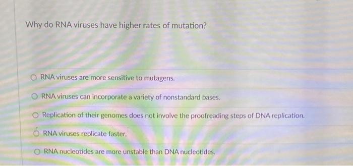 Solved Why do RNA viruses have higher rates of mutation? | Chegg.com