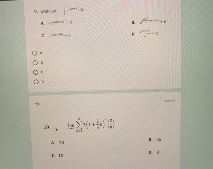 Solved E Dx 9 Evaluate A Ae Ak D C B Et Br C Chegg Com