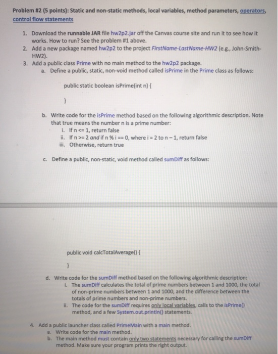 Solved Problem #2 (5 points): Static and non-static methods, | Chegg.com