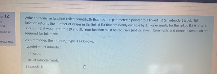 Solved on 12 ed out of Write an recursive function called | Chegg.com