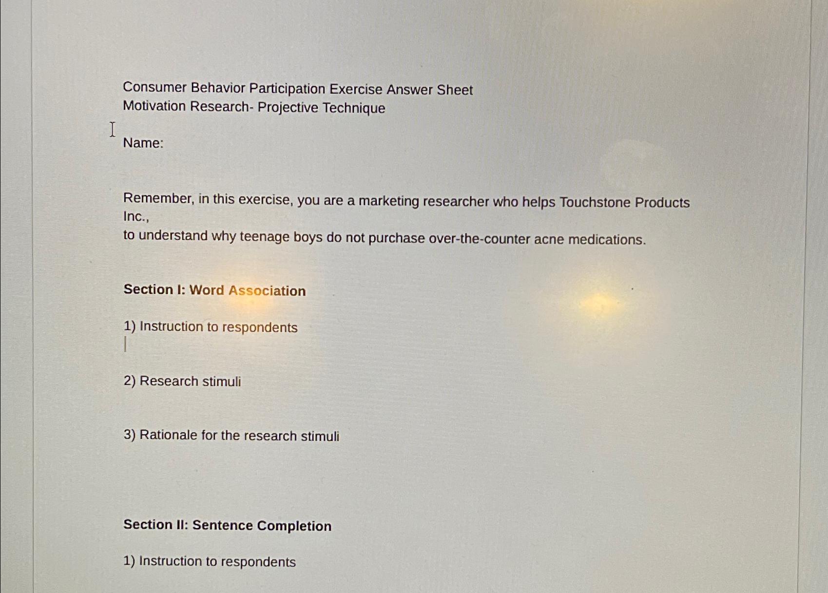 Solved Consumer Behavior Participation Exercise Answer | Chegg.com