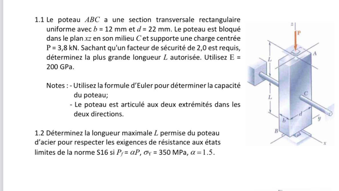 1.1 ﻿Le poteau ABC a une section transversale | Chegg.com