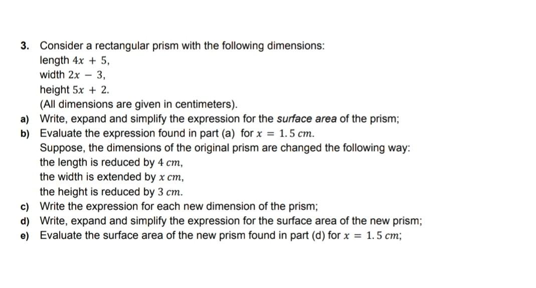 Solved 3. Consider a rectangular prism with the following | Chegg.com