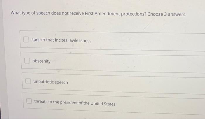 solved-what-type-of-speech-does-not-receive-first-amendment-chegg