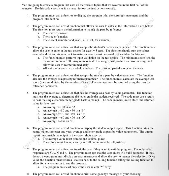 Solved 3. The program must call a function that accepts the | Chegg.com