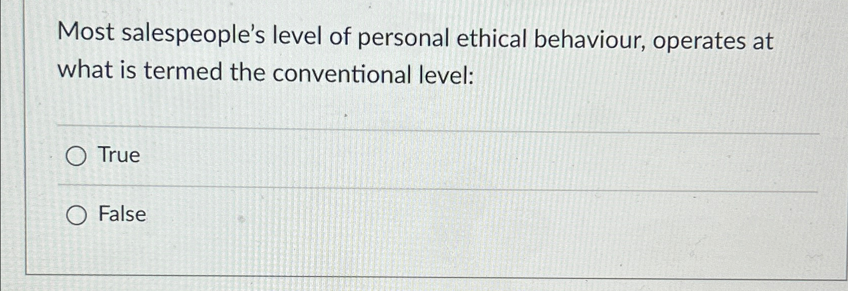 Solved Most salespeople's level of personal ethical