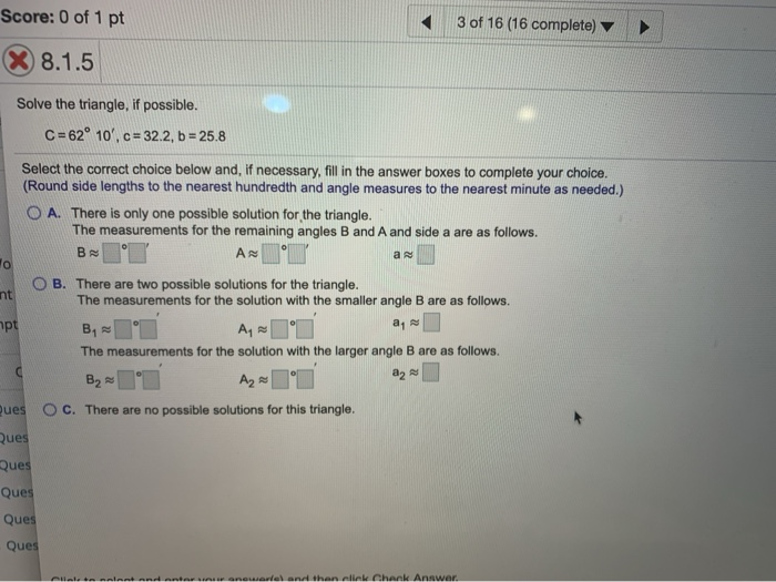 Solved Score: 0 of 1 pt 3 of 16 (16 complete) 8.1.5 Solve | Chegg.com