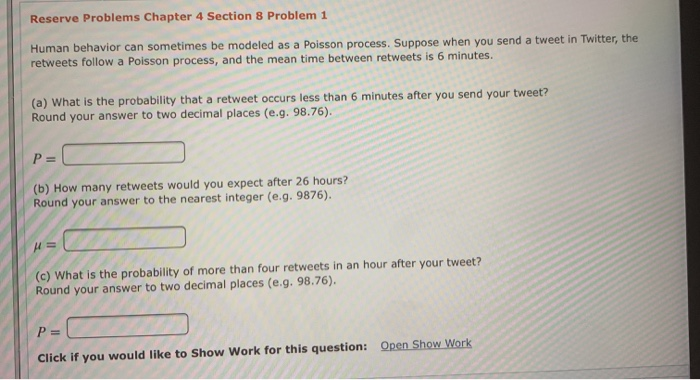 Solved Reserve Problems Chapter 4 Section 8 Problem 1 Human | Chegg.com