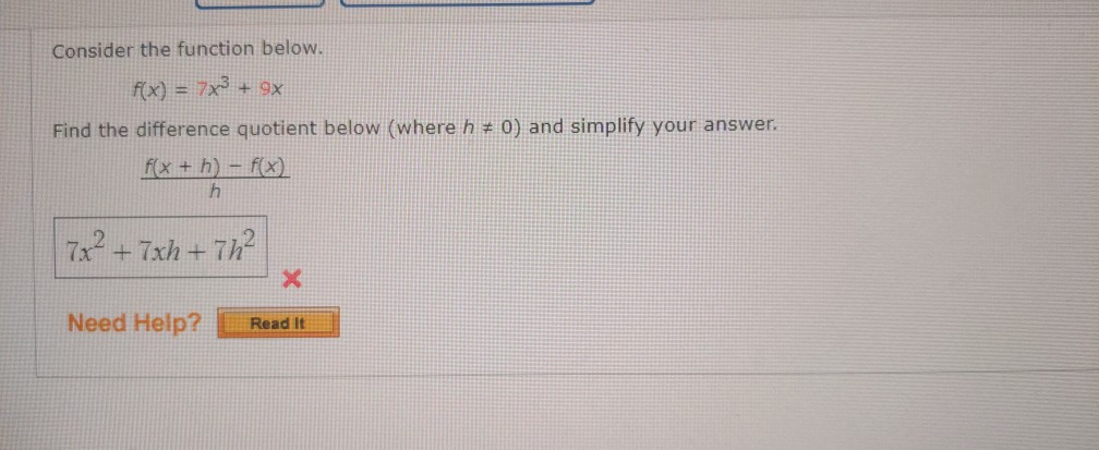 Solved Consider The Function Below F X 7x3 9x Find The