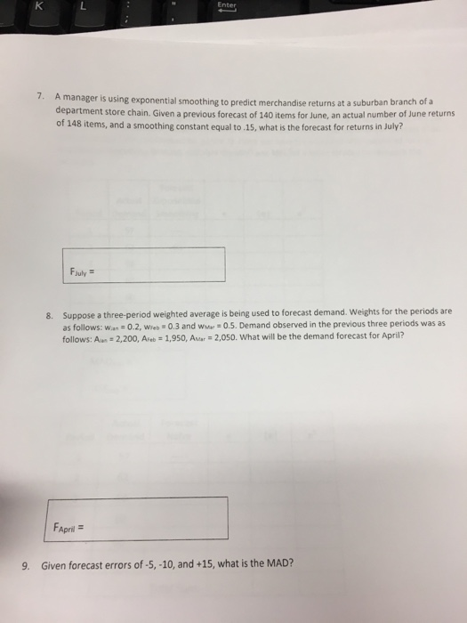 Solved 1. A manager is using exponential smoothing to