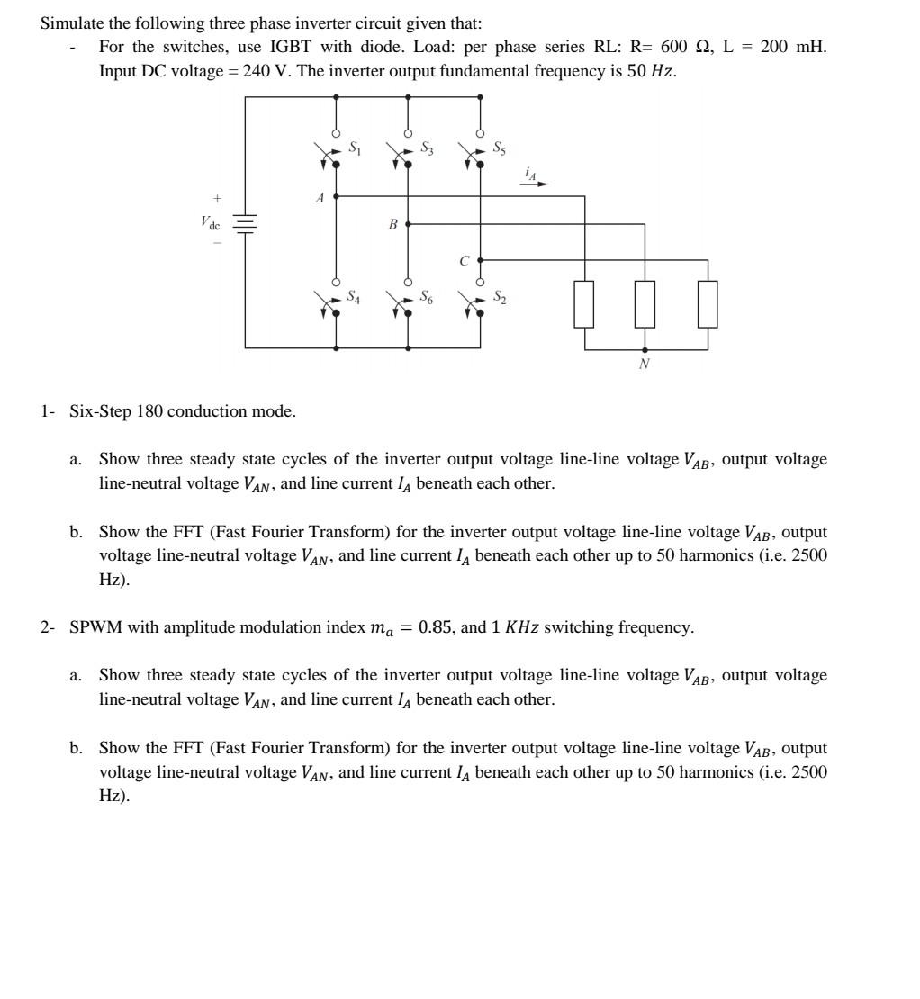 Simulate The Following Three Phase Inverter Circuit 3540