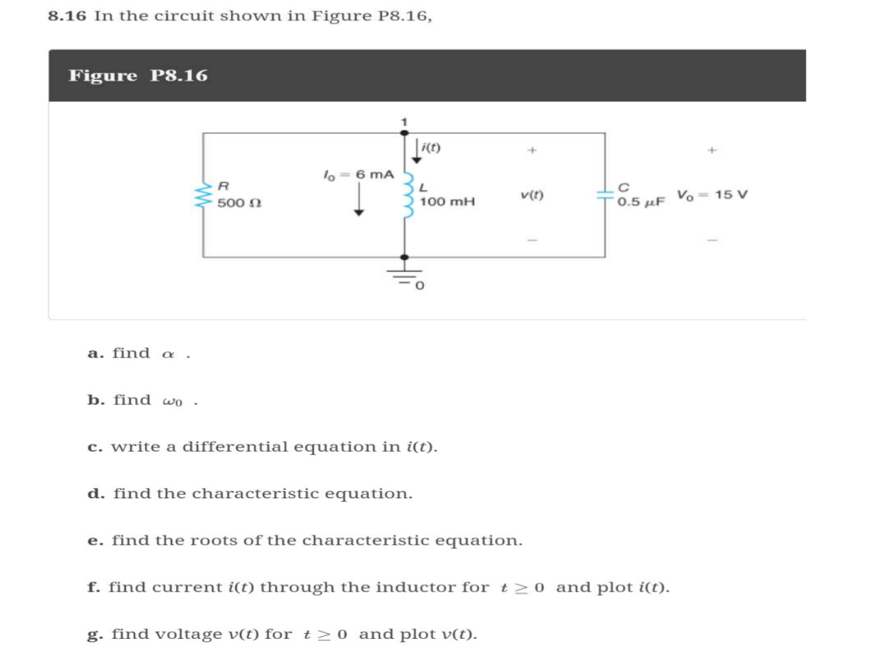 Solved 8.16 ﻿In the circuit shown in Figure P8.16,Figure | Chegg.com