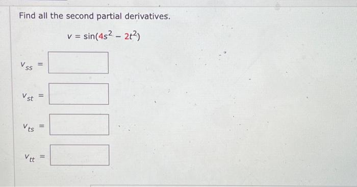 Solved Find All The Second Partial Derivatives