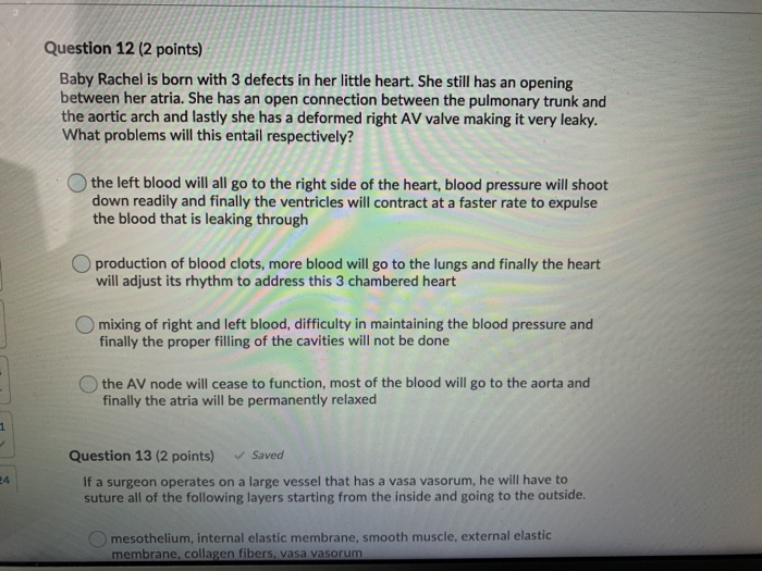 Question 12 2 Points Baby Rachel Is Born With 3 Chegg Com