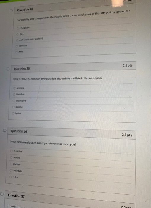 Solved 2 PLS D Question 34 During fatty acid transport into | Chegg.com