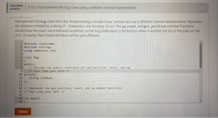 Solved Reimplement The Bug Class From The 'Implementing A | Chegg.com