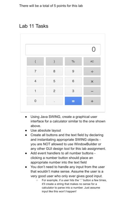 Solved There will be a total of 5 points for this lab Lab 11 | Chegg.com