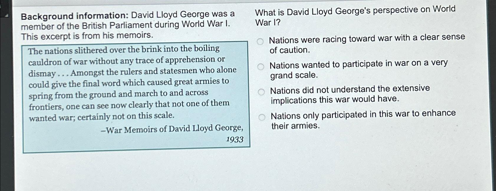 Solved Background Information David Lloyd George Was A Chegg Com   Image