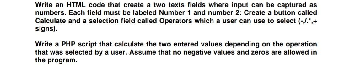 Solved Write an HTML code that create a two texts fields | Chegg.com
