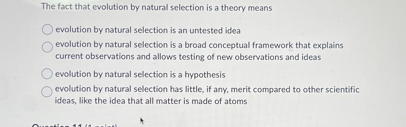 Solved The fact that evolution by natural selection is a | Chegg.com