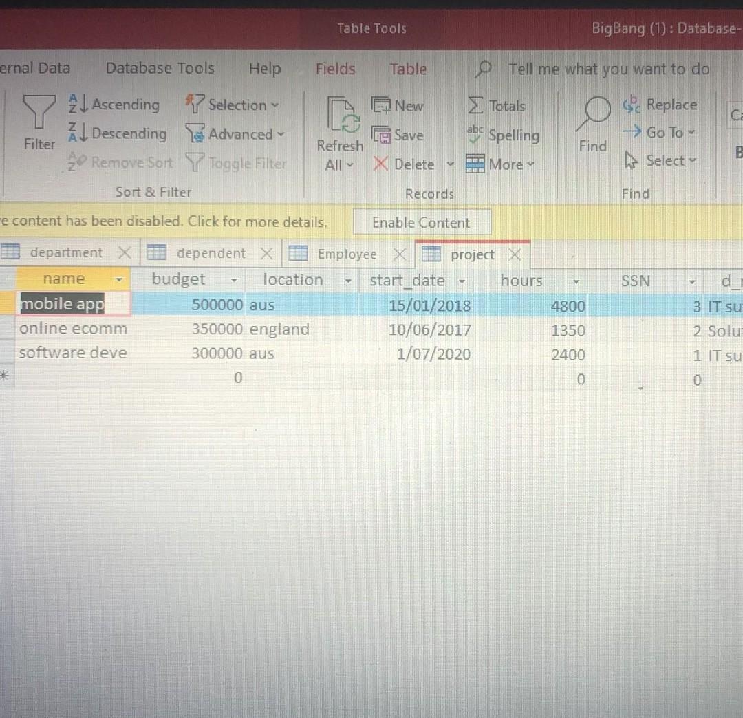 Solved Implement the following Queries in database: 1. Show | Chegg.com