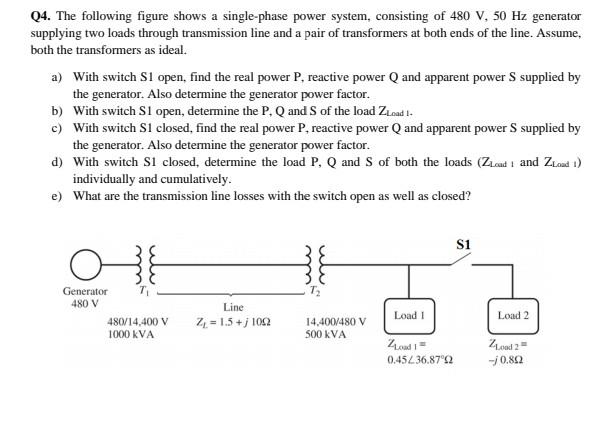 Solved Q4 The Following Figure Shows A Single Phase Power 5159