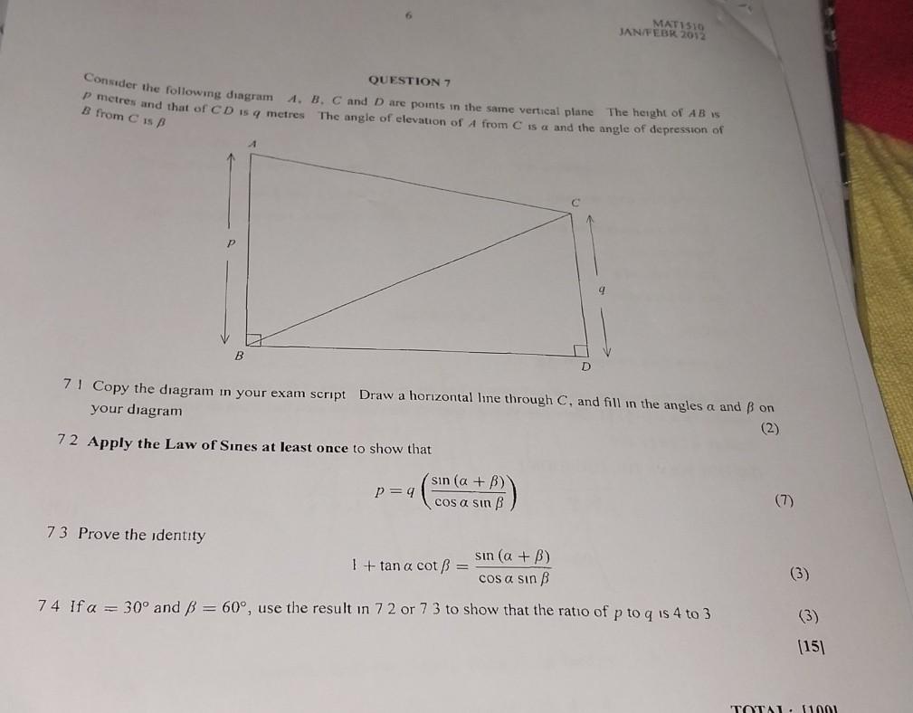 Solved QUESTION 7 Consuder The Following Diagram A,B,C And D | Chegg ...