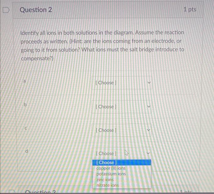 Solved The following is a diagram of a zinccopper voltaic