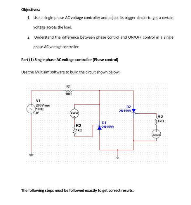 Solved Objectives: 1. Use a single phase AC voltage | Chegg.com