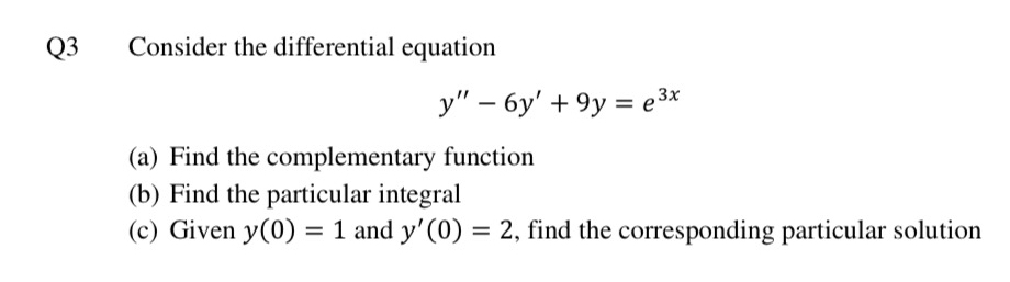 Solved Q3 ﻿Consider the differential | Chegg.com