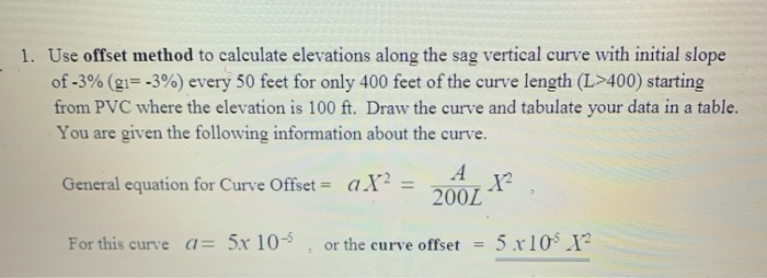 Solved 1. Use offset method to calculate elevations along | Chegg.com