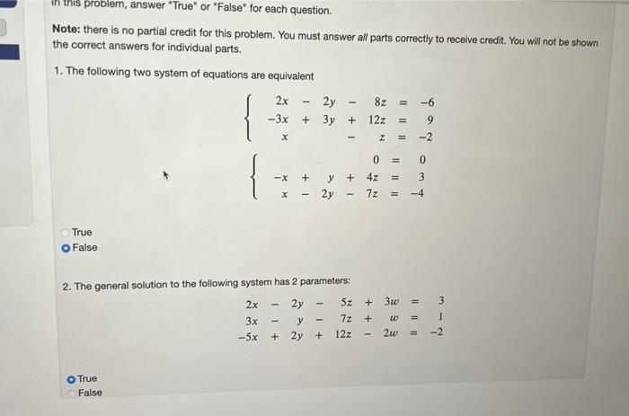 Solved Note: there is no partial credit for this problem. | Chegg.com