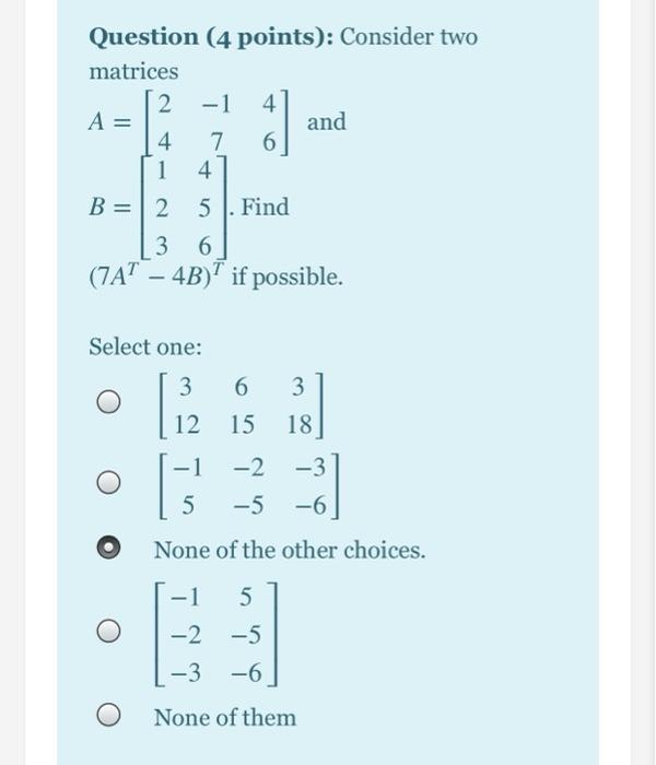 Solved Question 1 Answer saved Marked out of 4.00 Remove | Chegg.com