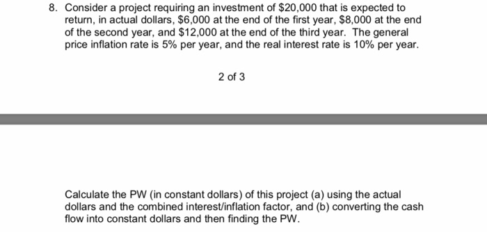 Solved 8. Consider A Project Requiring An Investment Of | Chegg.com