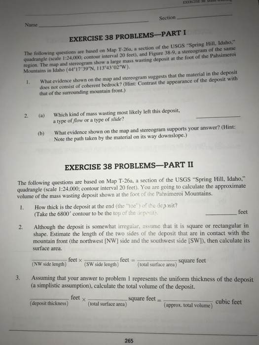 EXERCISES Section Name EXERCISE 38 PROBLEMS PARTI The | Chegg.com