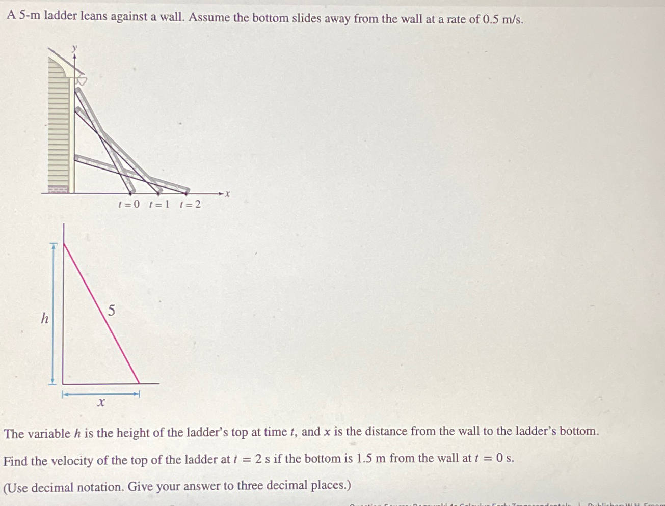 Solved A 5-m ﻿ladder Leans Against A Wall. Assume The Bottom | Chegg.com