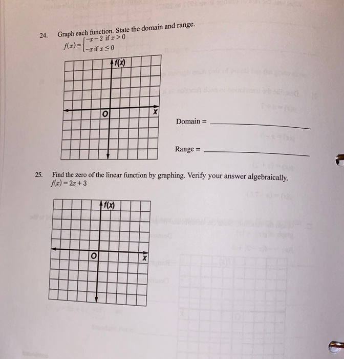 Solved 24. Graph each function. State the domain and range. | Chegg.com
