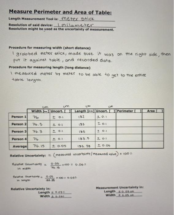 Solved 6) Using a meter stick, I measured the width of the