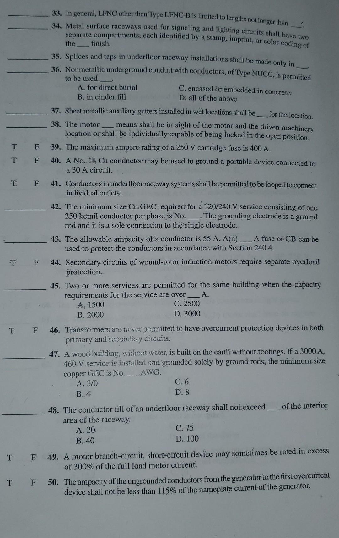 Solved -- for the location. Τ Ε T F T F 33. In general, LFNC