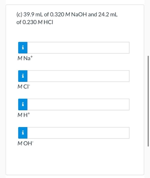 Solved Determine the molar concentration of each ion present | Chegg.com