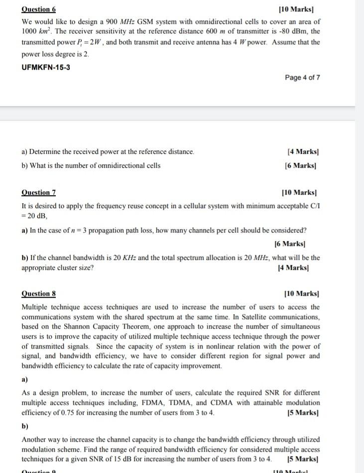 Solved Question 1 10 Marks A Receiver Is Located 20 Km