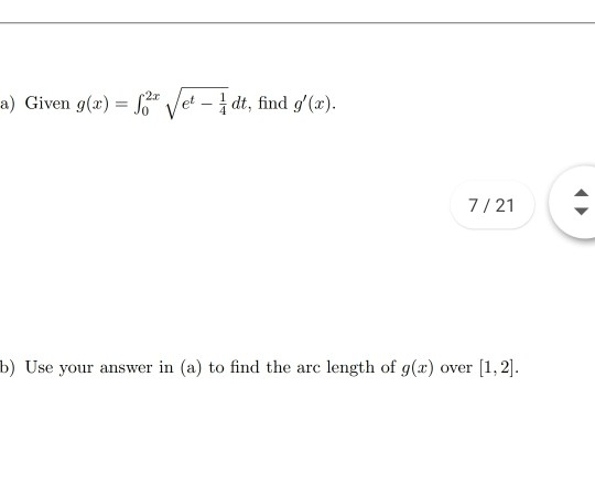 Solved A Given G X 139 Vet į Dt Find G X 7 21 B Chegg Com