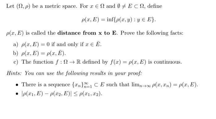 Solved Let 12 P Be A Metric Space For R Er And 0 E C Chegg Com