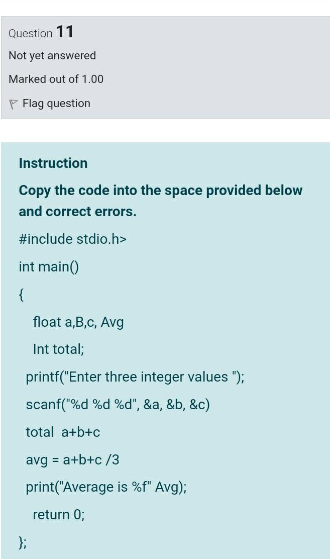 Solved Question 11 Not yet answered Marked out of 1.00 P | Chegg.com