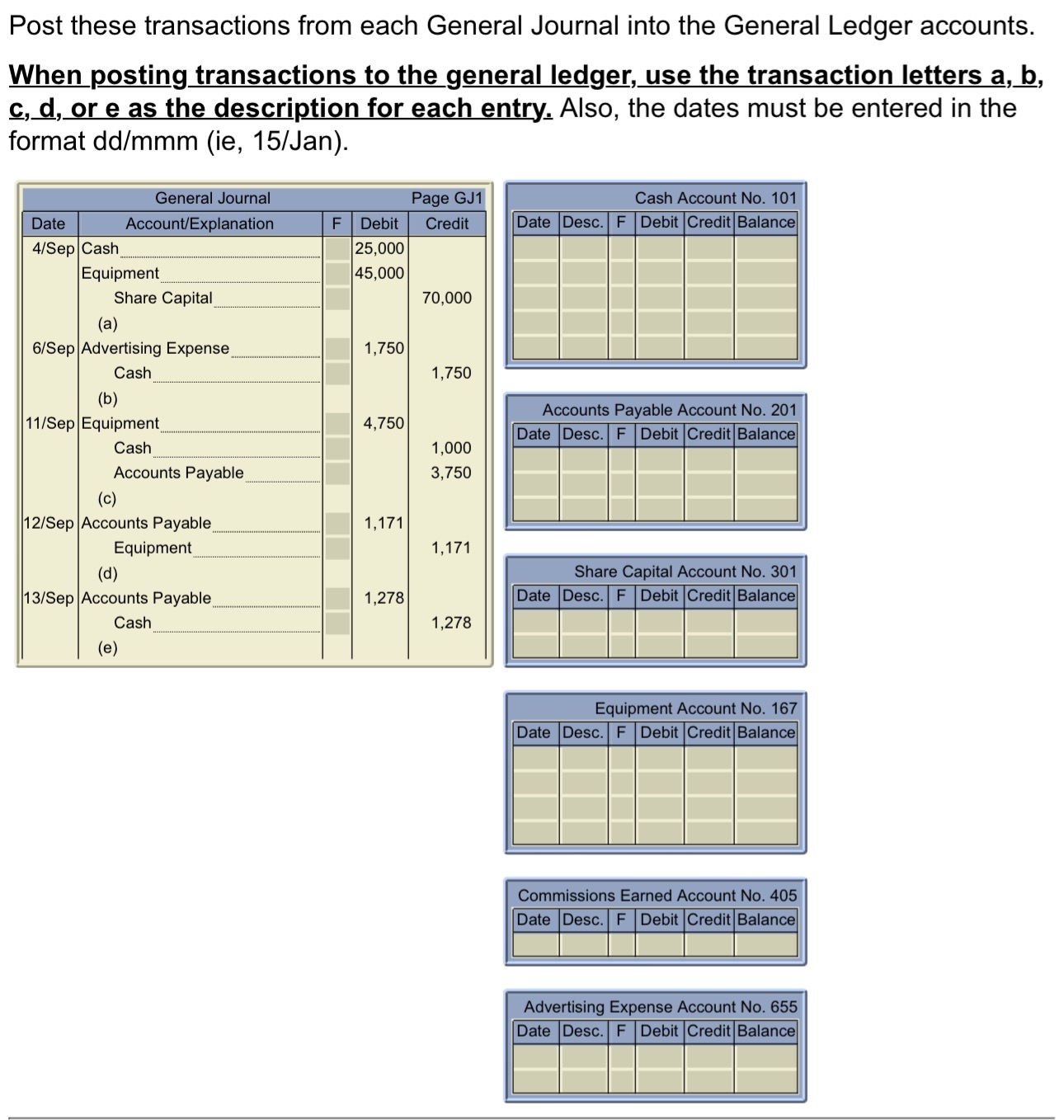 Solved Post these transactions from each General Journal | Chegg.com