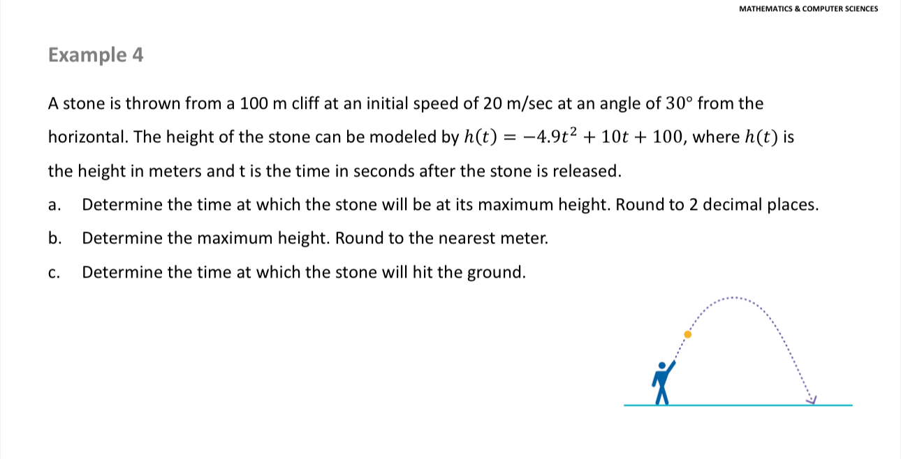 Solved MATHEMATICS & COMPUTER SCIENCESExample 4A stone is | Chegg.com